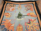 Hermes Carre 90 Cuir Du Desert Gray Red Black Silk Scarf Do0826orxde