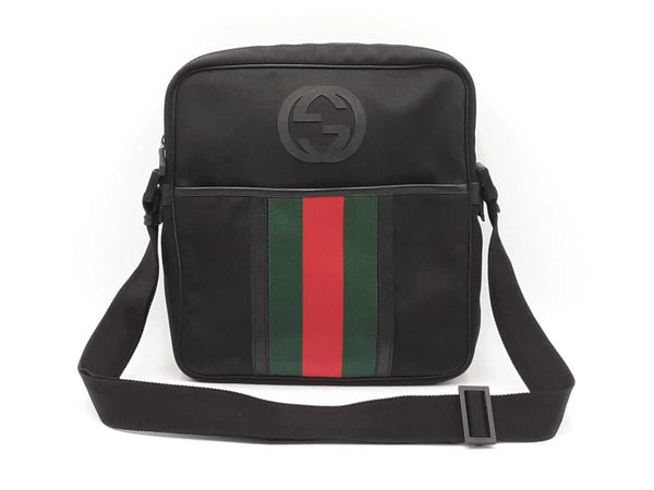 Gucci Web Stripe Black Techno Canvas Messenger Bag Fw0525ozxdu