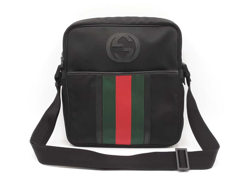 Gucci Web Stripe Black Techno Canvas Messenger Bag Fw0525ozxdu