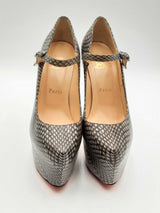 Christian Louboutin Grey Snakeskin Lady Daf Platform Pumps Size 36.5 Eb0524rxsa