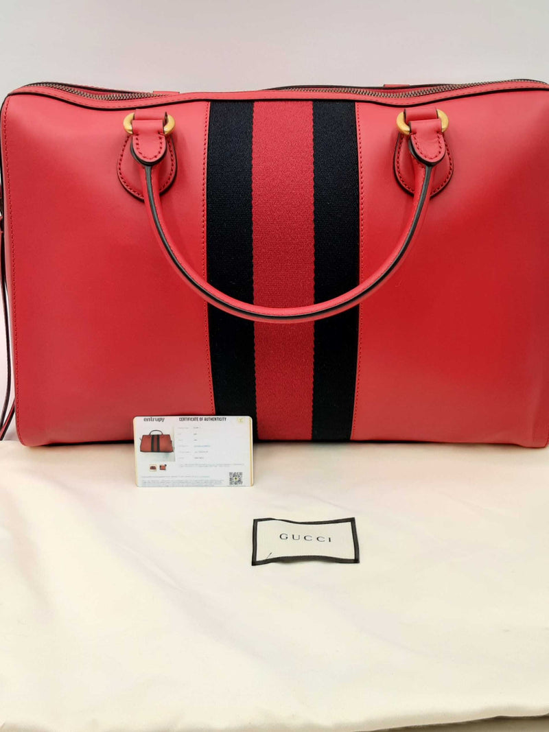 Gucci Red Leather Web Top Handle Bag Eb0924prxdu