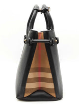 Burberry Black Leather House Check Banner Tote Bag Eb1025prxdu