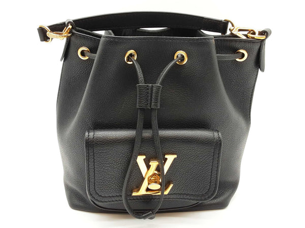 Louis Vuitton Lockme Black Leather Bucket Bag Do0425sxzde