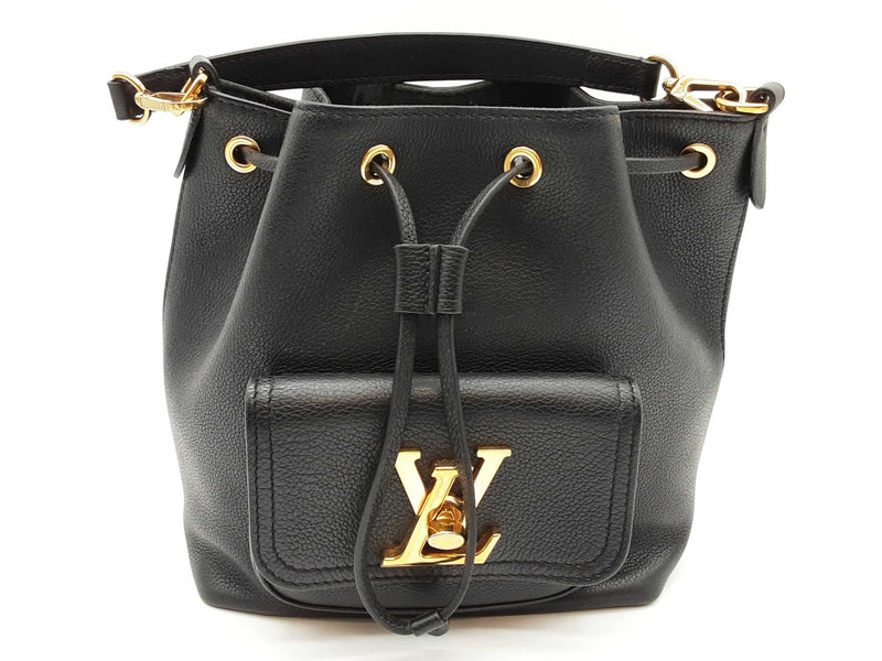 Louis Vuitton Lockme Black Leather Bucket Bag Do0425sxzde