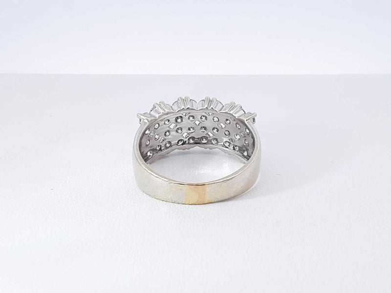 2.0 Cttw Diamond & 14k White Gold Four-row Ring 5.1 Grams Size 8 Fw0925pcsdu
