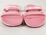 Balenciaga Round Leather Logo Strap Sweet Pink Sandals Size 11 Sd0826lrzde