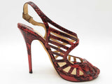 Jimmy Choo Red Python Printed Snakeskin Leather Heels Size Eu 40 Do0826lxzde