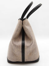 Hermes 36 Garden Party Gray Coated Canvas Black Leather Tote Bag Do1125wcrde