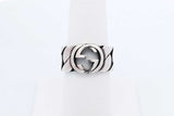 Gucci 925 Sterling Silver Interlocking Gg Ring 9.2 Grams Size 16 Eb1124crdu