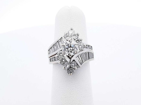 2.08 Cttw Diamond & 14k White Gold Wedding Set 10.7 Grams Size 5.5 Fw0125llxzdu