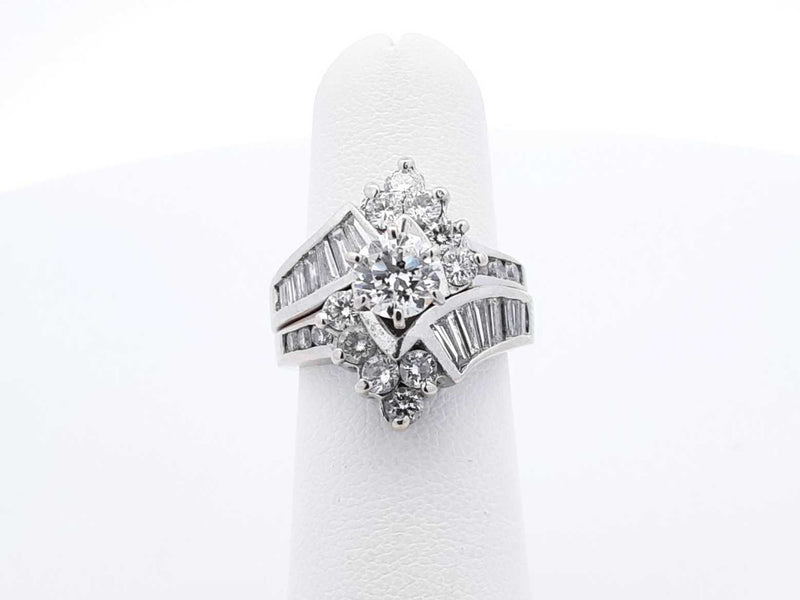 2.08 Cttw Diamond & 14k White Gold Wedding Set 10.7 Grams Size 5.5 Fw0125llxzdu