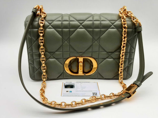 Christian Dior Caro Cedar Green Quilted Leather Crossbody Bag Do1224lixzde