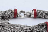 Tiffany & Co. Sterling Silver Red Enamel Multistrand Chain Bracelet Eb0926wxzde