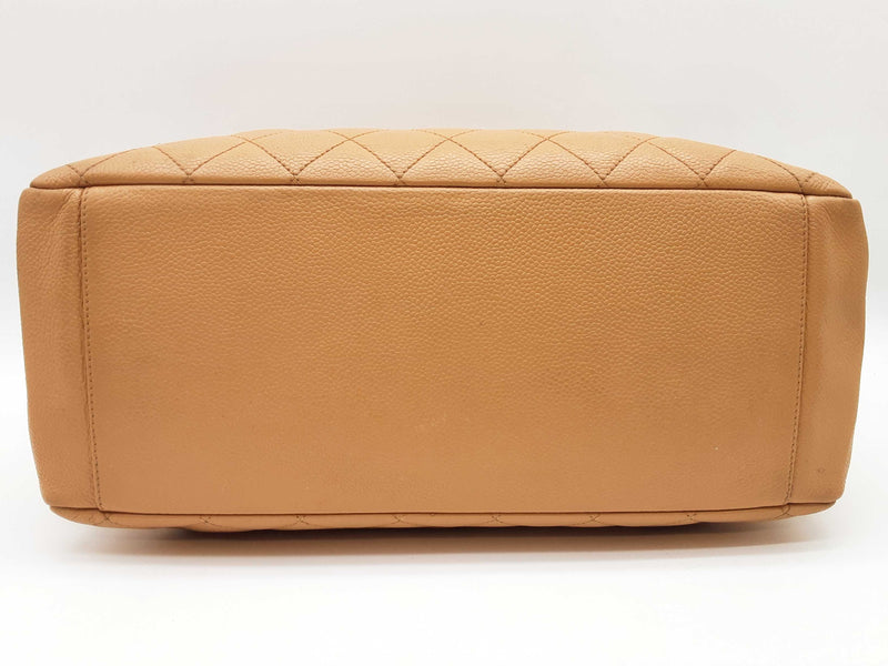 Chanel Caramel Beige Quilted Caviar Leather Shopping Tote Bag Do0725loxzde