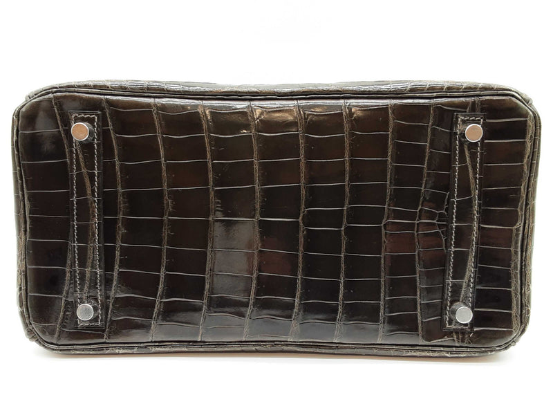 Hermes Birkin 30cm Graphite Gray Crocodile Palladium Handbag Do0925wprxzde