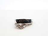 Gucci Chain Logo Ring In Sterling Silver & Black Enamel 8.4 Grams Size 22 / Us 10 Fw0626cxdu