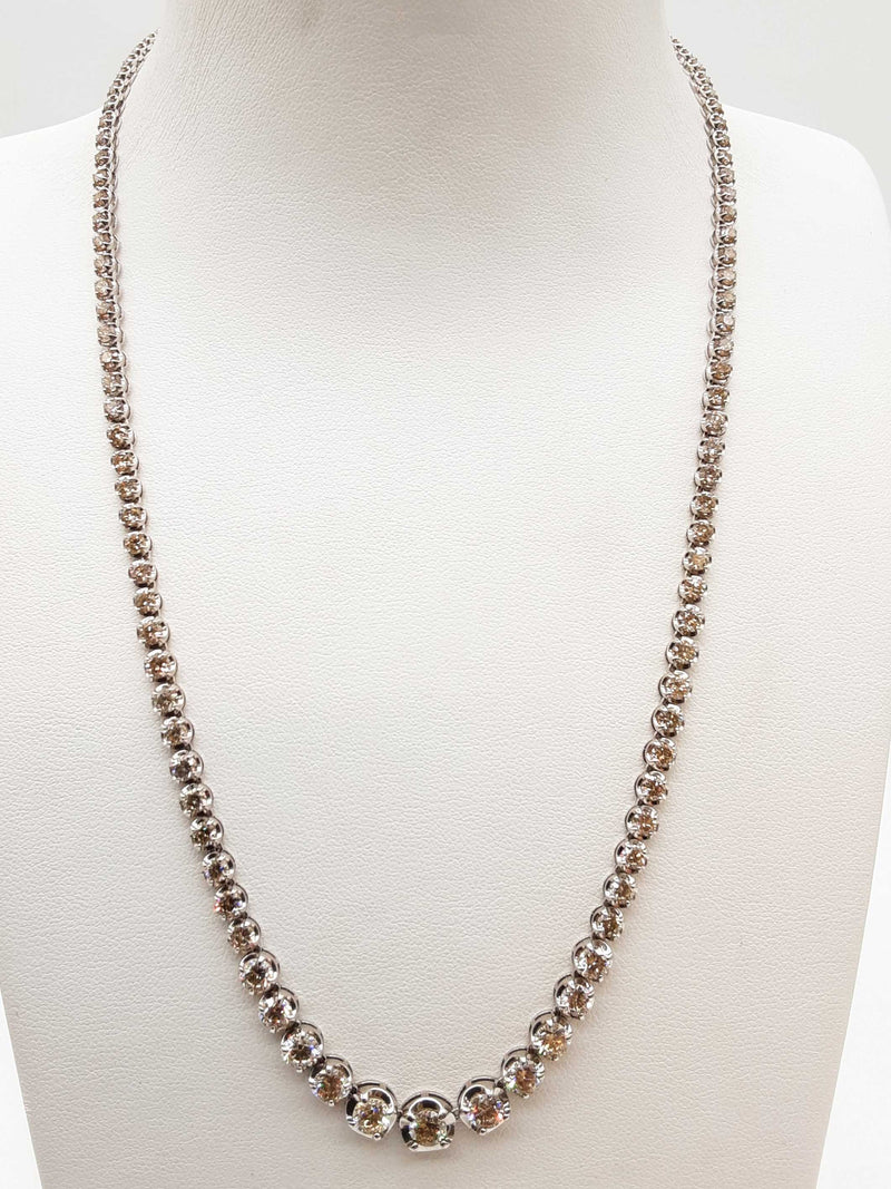 10.0 Cttw Yellow Diamonds 18k White Gold 14.8g Tennis Necklace 17.5 In Do0125wxzxde