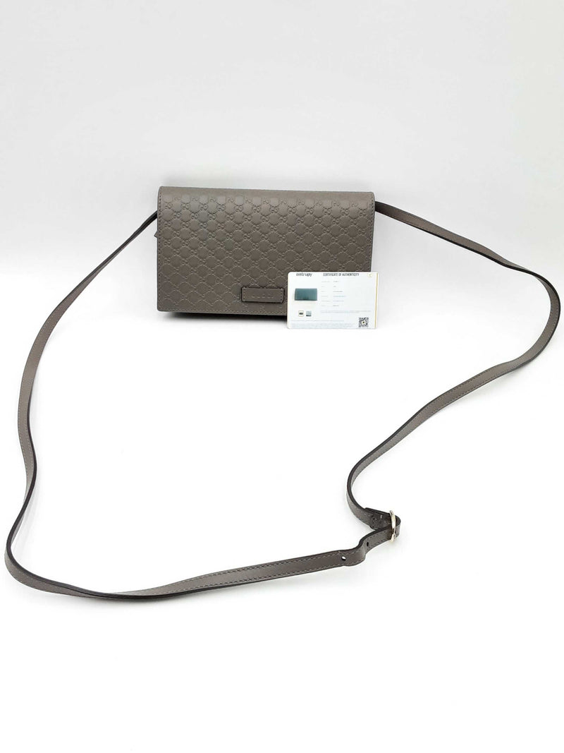 Gucci Guccissima Wallet Crossbody In Grey Leather Eb0724wrxdu