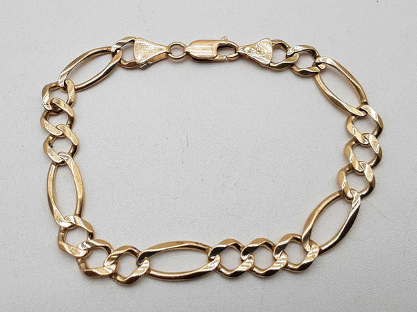 10k Yellow Gold 10.7g Figaro Link Bracelet 7.75 In Do0924wxzde