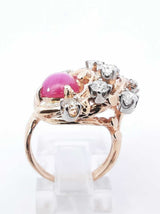 1.22 Cttw Diamond & Star Ruby Cocktail Ring In 14k Yellow Gold 9.5 Grams Size 4 Fw0326loxzdu