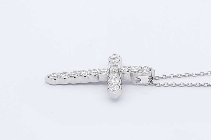 Approx. 1.02ctw Lab Grown Diamond Cross Sterling Silver Necklace 3.9g Eb1124llwdu