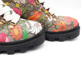 Gucci Flora Combat Boots In Gg Supreme Coated Canvas Size Eu 40.5 Fw0226wxzdu
