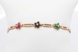 Ruby, Saphire & Emerald Flower Bracelet 10k Yellow Gold 3.9g 7 Inch Eb1124rxdu