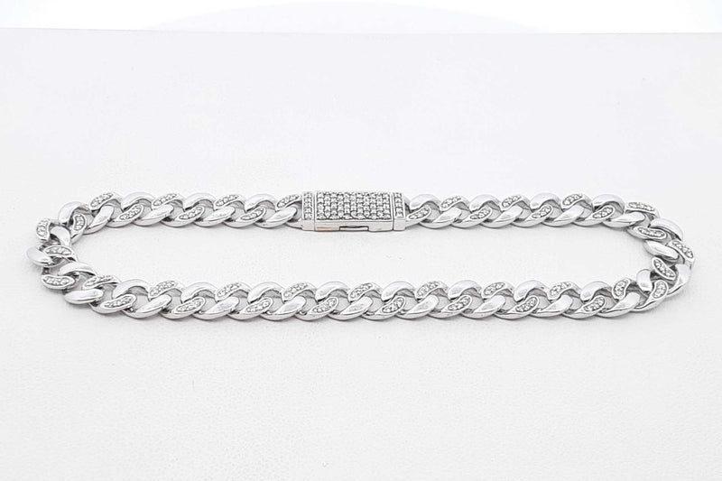 1.80 Cttw Diamond & 14k White Gold Curb Link Bracelet 12.1g 8 Inch Fw1025srxdu