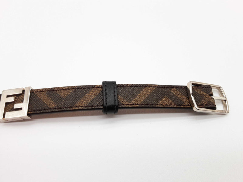 Fendi Ff Brown Coated Canvas Leather Reversible Bracelet Do0925oxzde