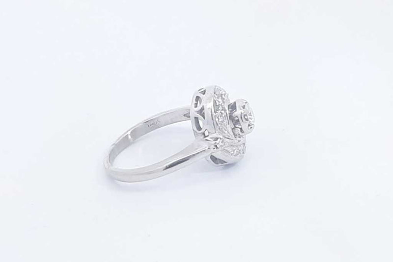 Approx. 0.44ctw Diamond Ring In 14k White Gold 4.1 Grams Size 5.5 Eb1224oorsa