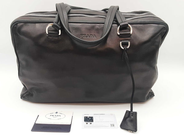Prada Nero Black Nappa Leather Soft Briefcase Do0925crde