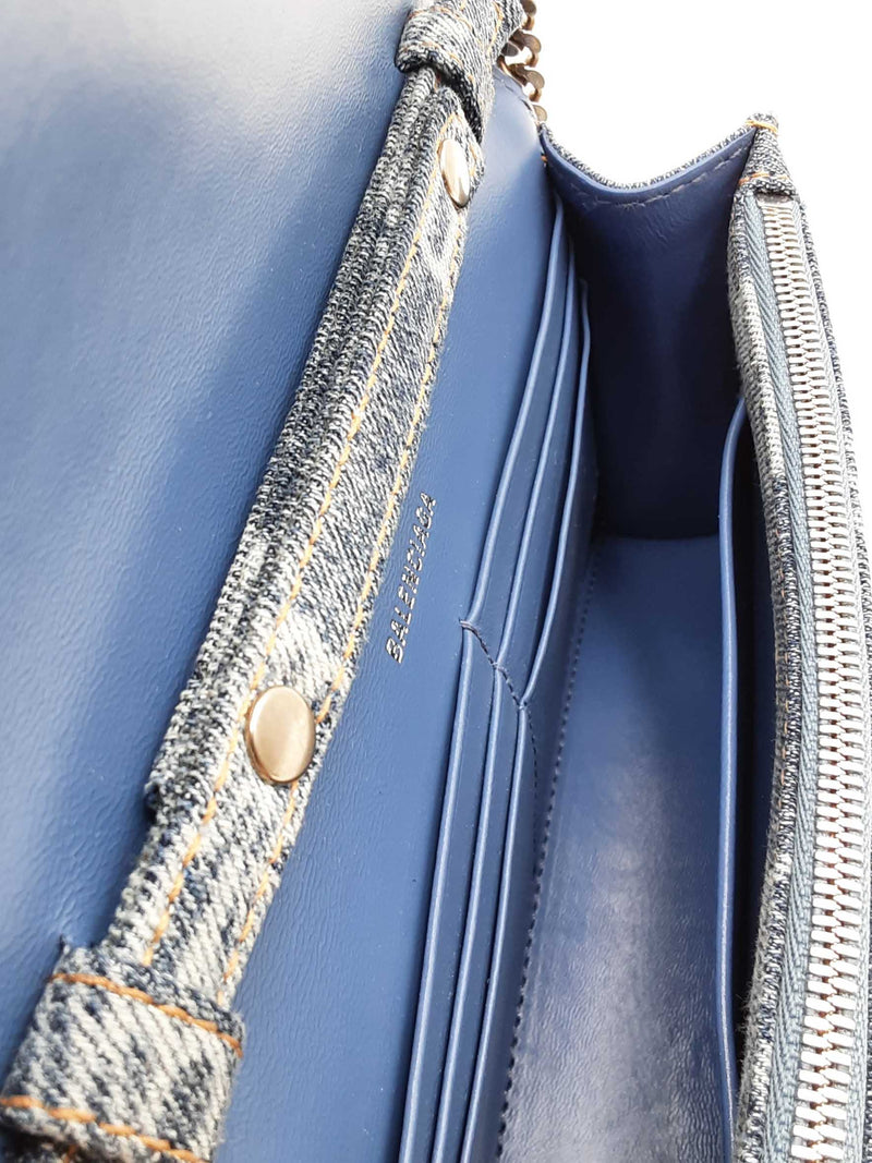Balenciaga Denim Bb Monogram Hourglass Shoulder Bag Eb1025wrxdu