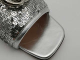Gucci Marmont Slides W Silver Sequins Dbl G Silver Size 37.5 Aa0726lorsa