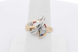 Diamond & Mother Of Pearl Inlay 14k Yellow & White Gold Ring 5.6 Grams Size 7.5 Eb0126oxzsa
