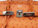 Hermes Birkin 35 Tangerine Orange Ostrich Palladium Handbag Do0126lirxzde