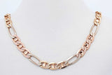 14k Tricolor Figaro Chain Necklace 13.9 Grams 22 Inch Eb1125irxde
