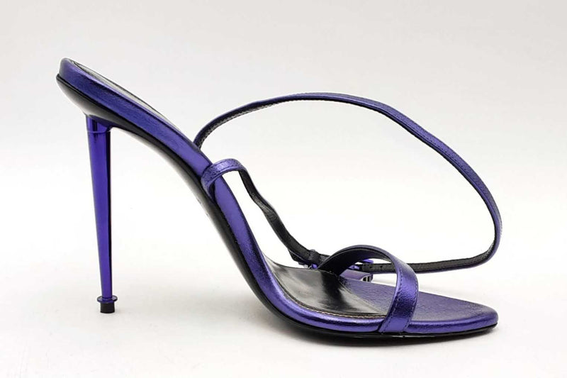 Tom Ford Padlock Purple Leather Ankle Wrap Heels Size 38.5 Eb0225oxzsa