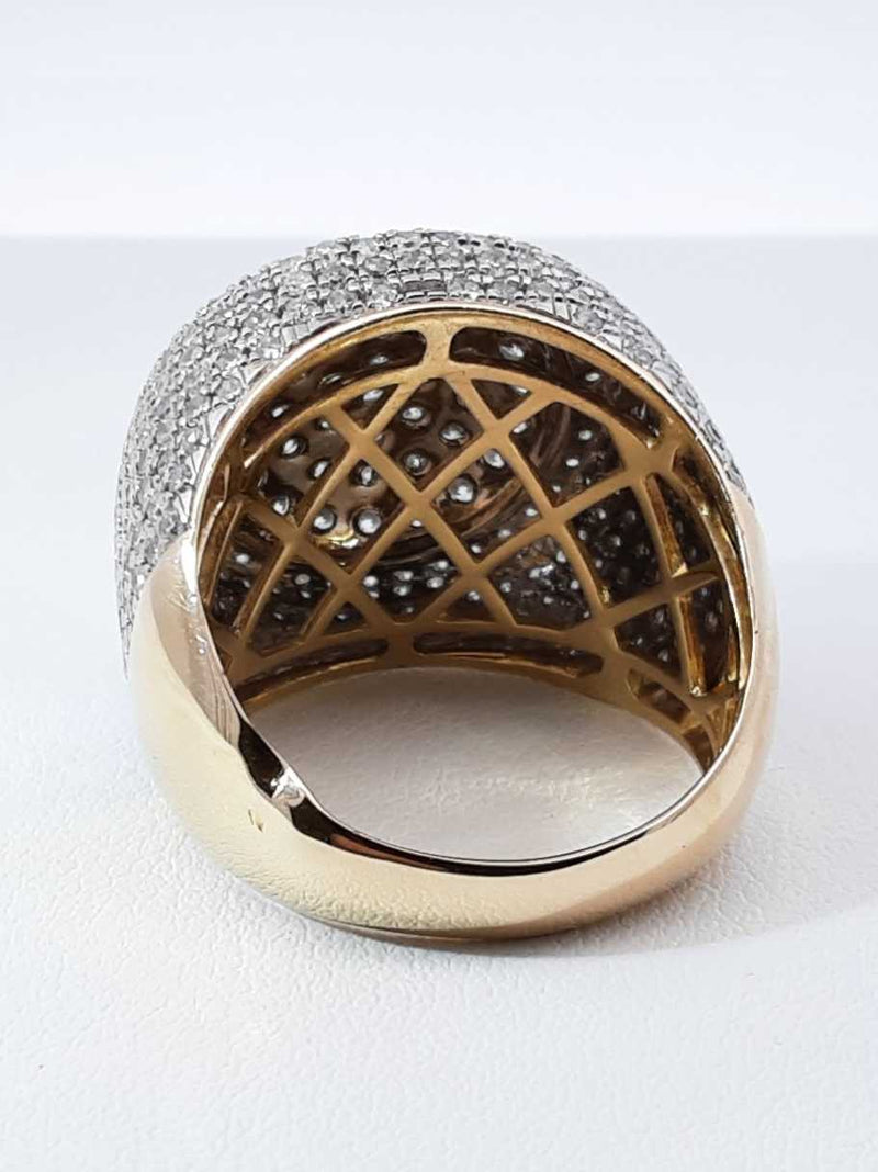 3.28 Cttw Diamond &14k Yellow Gold Pavé Dome Ring 12 Grams Size 9.5 Fw0925icrdu