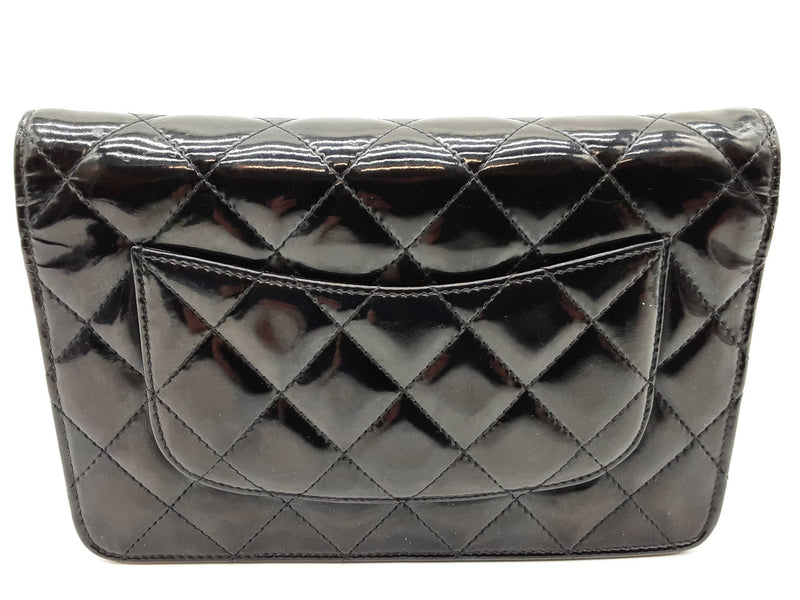Chanel Wallet On Chain Black Quilted Patent Leather Crossbody Bag Do0825lpcrde