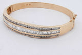 5.45cttw Diamond 14k Yellow Gold Hinged Bangle Bracelet 25.9 Grams Eb0626lrxzsa