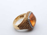 18k Yellow Gold Citrine Yellow Sapphire Diamond Ring Size 6.75 Lh1223lezxde