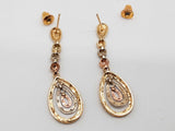 14k Tricolor Gold 2.5g Dangle Stud Earrings Do0725exde