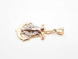 10k Tri-tone Gold Mariner Anchor Crucifix Pendant 3 Grams Fw0726lcxdu