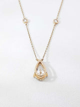 1.46 Cttw Lab Created Pear Cut Diamond & 14k Yellow Gold Station Necklace & Cert 2.1 Grams 18 Inch Fw00126irxdu