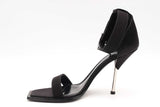 Alexander Mcqueen Black Satin Buckle Ankle Strap Heels Size 39.5 Eb1224lrxsa