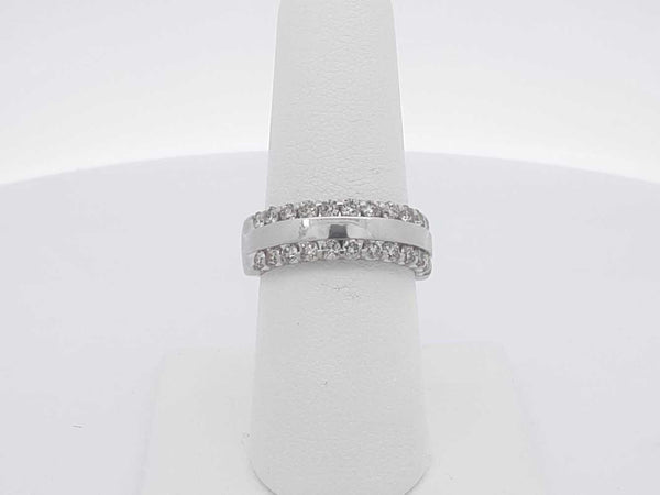 .72 Ctw Diamond 14k White Gold 6.6 Grams Ring Size 7.5 Sd0725wrzsa