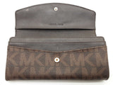 Michael Kors Jet Set Brown Monogram Coated Canvas Flap Wallet Do0826rde