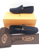 Tods Pantofola City Gommino Blue Suede Loafers Eb1023ixsa