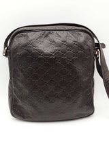 Gucci Guccissima Dark Brown Leather Messenger Crossbody Bag Eb0426lrxsa