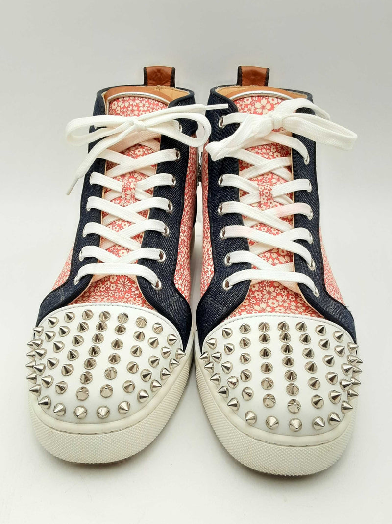 Christian Louboutin Louis Spikes Floral High Top Sneakers Size 44 Fw1024lxzsa